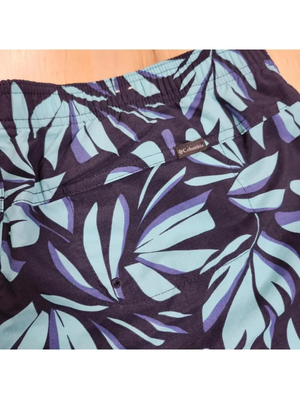 Columbia Men's Swim Trunks with Blue Leaf Print